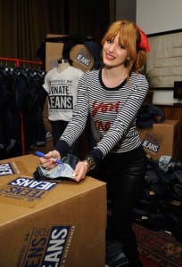 Actress Bella Thorne autographs a pair of jeans at the 6th Annual Teens for Jeans event.