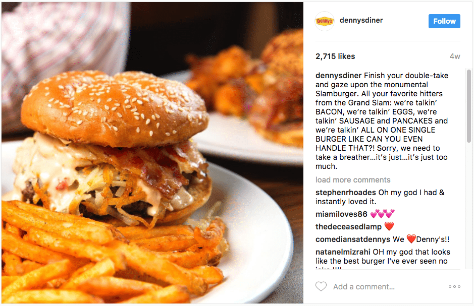 Denny's instagram captions