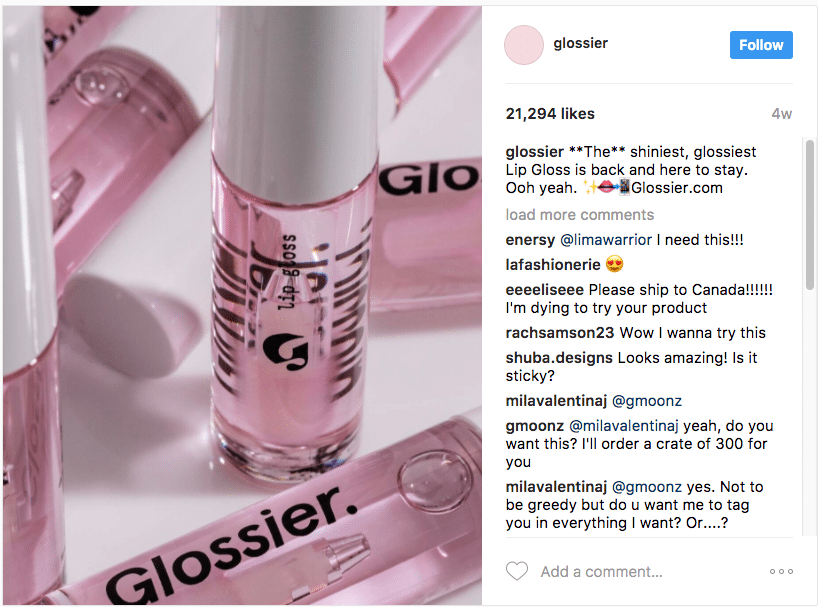 glossier instagram aesthetic