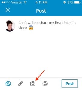 linkedin, video button