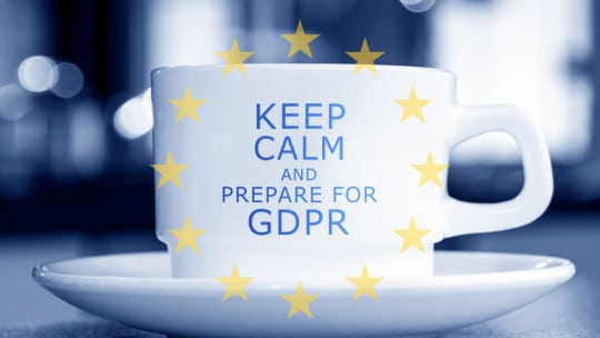 coffee mug reading "keep calm and prepare for GDPR"