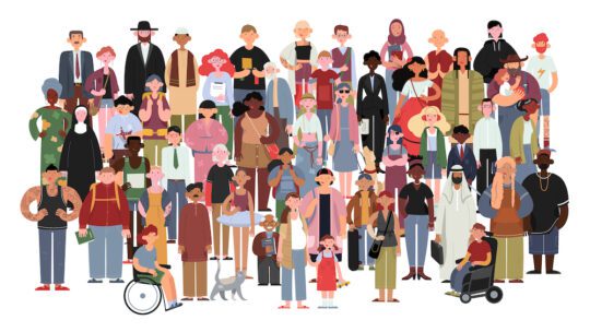 illustration of diverse group of people working together