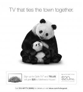 Telus connects its TV and Phones for Good program to specific community projects, such as Matthew’s House. For every cable subscription that the company sells, it makes a $25 donation to a hyper-local charity. Telus connects its TV and Phones for Good program to specific community projects, such as Matthew’s House. For every cable subscription that the company sells, it makes a $25 donation to a hyper-local charity.