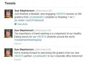 Some of the recent tweets promoting The Ritz-Carlton’s various CSR efforts. 