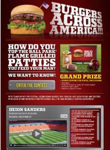 Above is the “Burgers Across America” launch page posted on Facebook during a contest for the best regional burger recipes. 