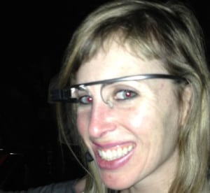 Sarah Slocum wearing Google Glass. (Sagesse Gwinn Graham / CBS)