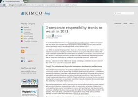 Blog_Kimco Realty Builds Industry Leadership in CSR through Corporate Blog