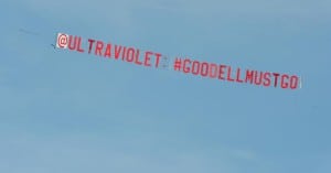 NOT A GOOD SIGN: UltraViolet, a national women’s advocacy organization, flew a plane over NFL football games, including the one played by the New York Giants and Arizona Cardinals on Sept. 14, demanding that NFL Commissioner Roger Goodell resign amid a spate of controversies that are now engulfing the league. 