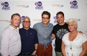 Henson Consulting leveraged the involvement of well-known celebrities to secure media interest in Food Network in Concert. Pictured (left to right) are celebrity chefs Marc Murphy, Geoffrey Zakarain, Jeff Mauro and Anne Burrell, with musician John Mayer (center). 