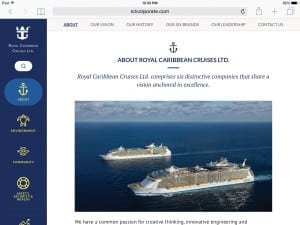 MOBILE WORTHY: Royal Caribbean Cruises’ new site features a mobile-friendly design, sans a lot of navigation. 