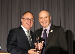 Honoree Frank Ovaitt (left) and Gary Sheffer, VP, Strategic Communications, General Electric, Chairman of the Page Society 