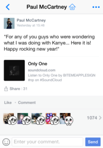 paul mccartney, kanye west, line, app, campaign