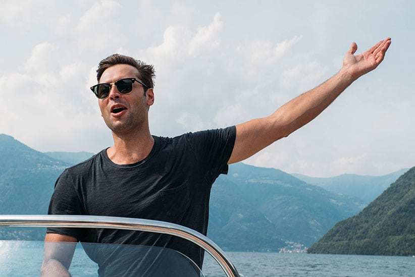 Rosetta Stone influencer Peter Bragiel enjoys Italy to promote the brand’s language-learning tools. Here he enjoys Lake Como at the start of his trip.