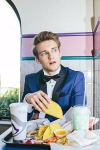 The Bell System: UGC examples: The Twitter post (left) shows a HS senior taking his graduation photo at a Taco Bell. Instagram taco art (above). The brand shared both. 