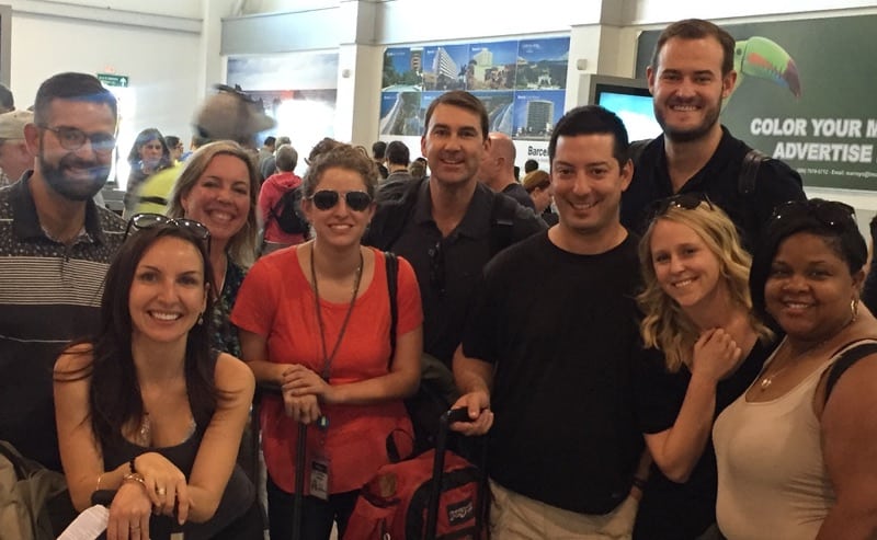 Safe Travels: Influencers and reps from Barclaycard and JetBlue arrive at Costa Rica’s Liberia Airport last year for the start of their activities. Source: Barclaycard 