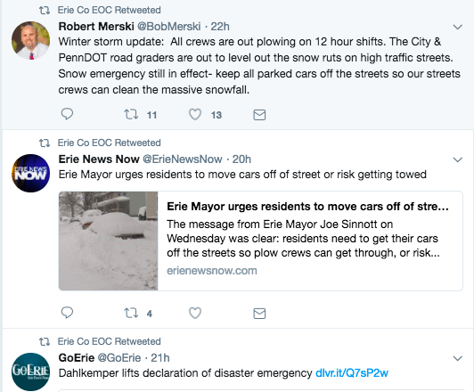 erie emergency twitter retweets