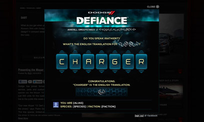 Games - Ignite Social Media  - Dodge Defiance Social Program 