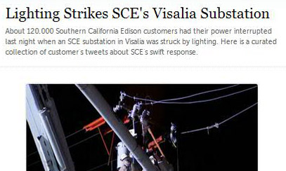 Twitter | Crisis Management Campaign - Southern California Edison  - Visalia Outage: SCE Social 'Comes to the Rescue'