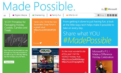 Web Site Marketing - Waggener Edstrom Communications - Holidays Made Possible by Microsoft