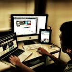 Journalist at work on multiple platforms