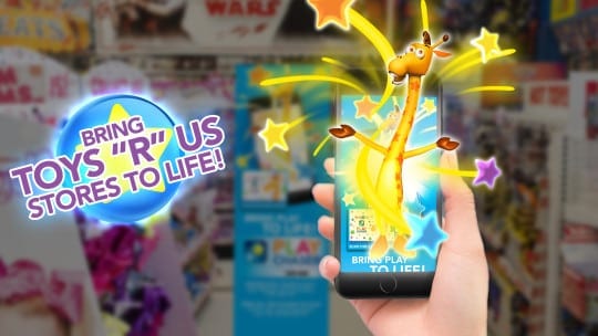 geoffrey giraffe, toys 'r' us, entrance, augmented reality
