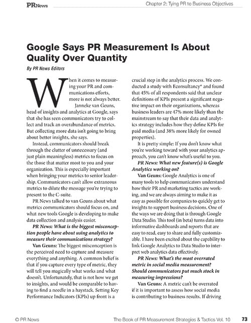 PR Measurement Guidebook Sample Article