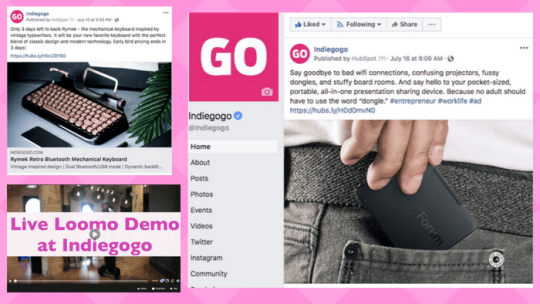 indiegogo, facebook campaign, content marketing