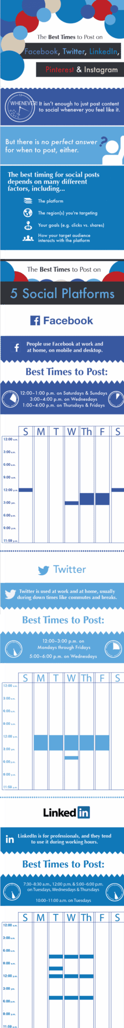 The Best Times To Post On Facebook Twitter Linkedin Instagram And Pinterest Infographic The Social Shake Up Show