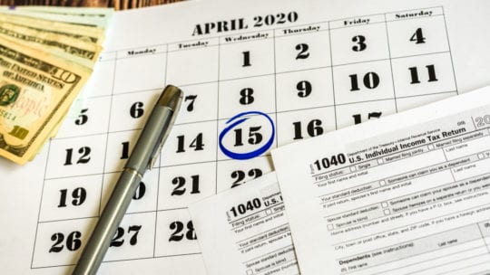 April 15 circled on calendar