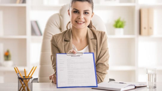 businesswoman with resume