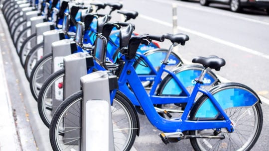 citibike station, blue bikes