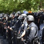 police in riot gear at BLM protest