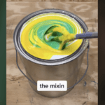 Tonesterpaints making lime green paint on Tik Tok