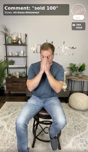 Chuck DeGrendal wiping tears away on Facebook Live