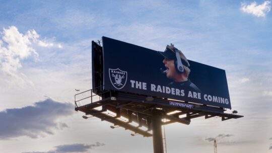 Former Raiders coach Jon Gruden on a Raiders billboard