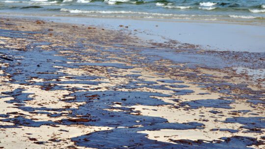 oil spill on a beach