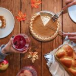 Thanksgiving dinner with pumpkin pie