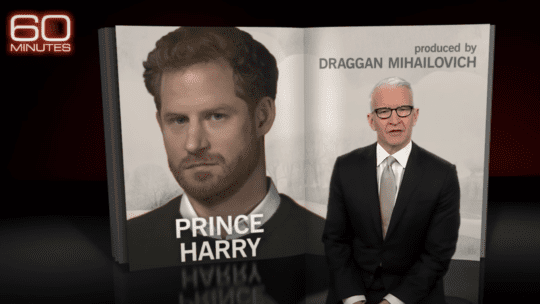 screenshot of prince harry and anderson cooper on 60 minutes