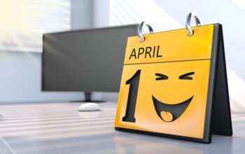 3D rendering of a calendar with the date of April 1st in detail.