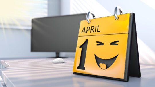 3D rendering of a calendar with the date of April 1st in detail.