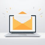 Laptop with envelope on computer screen. Email flat design vector illustration
