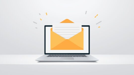 Laptop with envelope on computer screen. Email flat design vector illustration