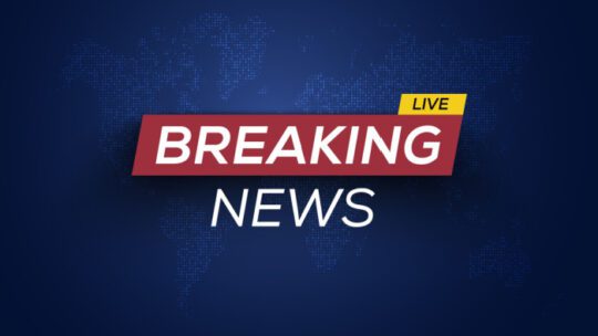 Breaking News Live on World Map Background. Business / Technology News Background. Vector Illustration.