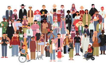 illustration of diverse group of people working together