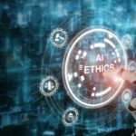 AI ethics or AI Law concept. Developing AI codes of ethics. Compliance, regulation, standard , business policy and responsibility for guarding against unintended bias in machine learning algorithms.