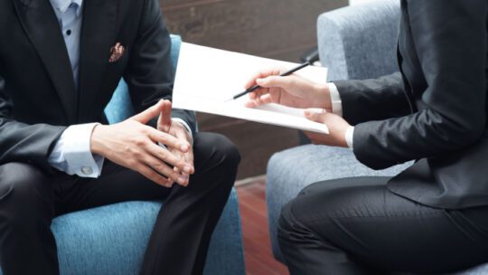 Businessman and Businesswoman Meeting