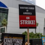 Los Angeles California 05 26 2023 Writers Guild of America Strike in Downtown Los Angeles - Picket Signs