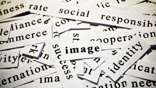Image. Cutout of words related with business and corporate reputation