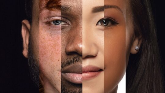 Human face made from different portrait of men and women of diverse age and race. Generative AI in PR needs to be met with human creativity and monitoring.