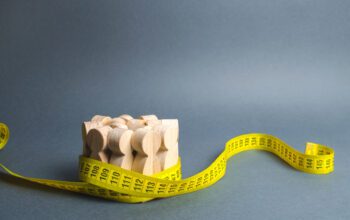 internal comms measurement represented by a measuring tape encircling some tiny wooden people